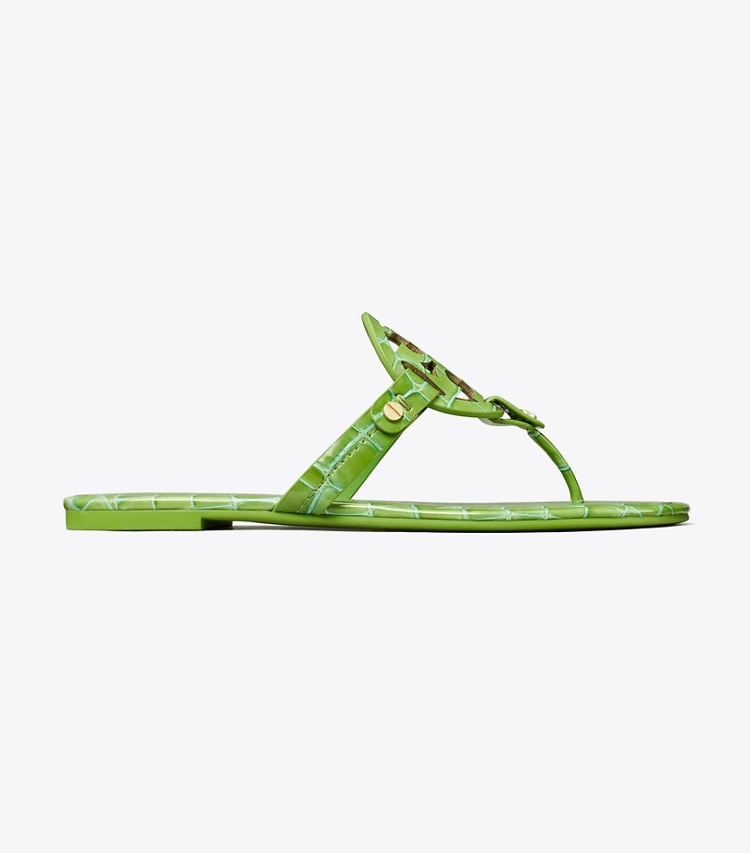 TORY BURCH WOMEN'S MILLER CROC EMBOSSED LEATHER SANDAL - Jolly Green