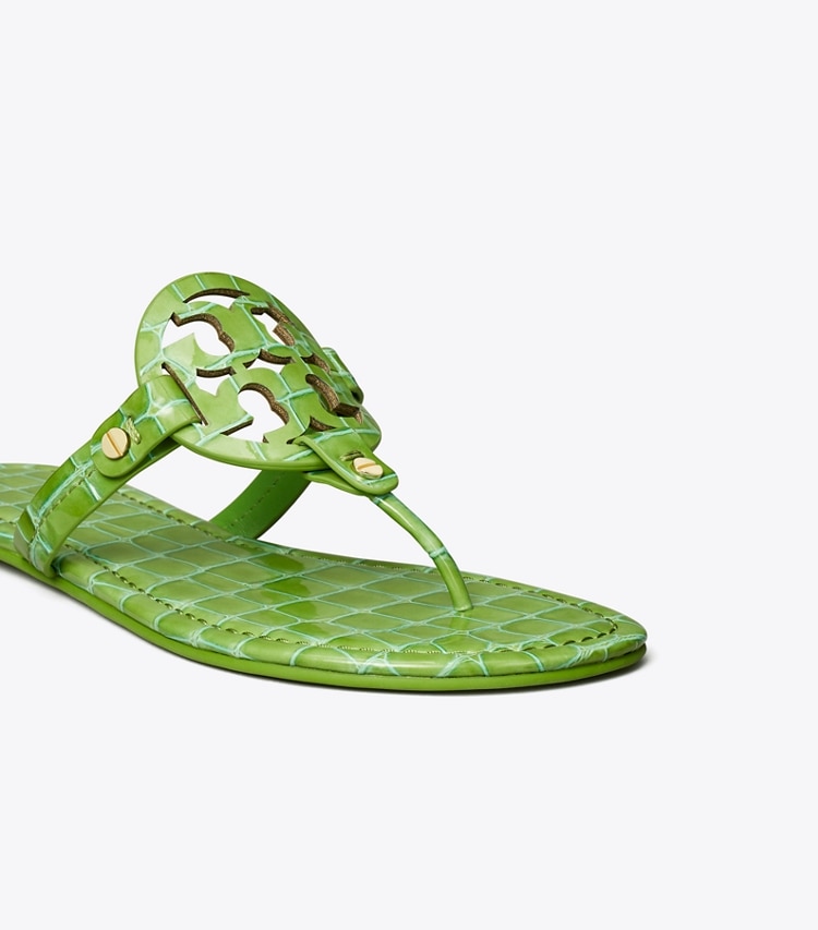 TORY BURCH WOMEN'S MILLER CROC EMBOSSED LEATHER SANDAL - Jolly Green