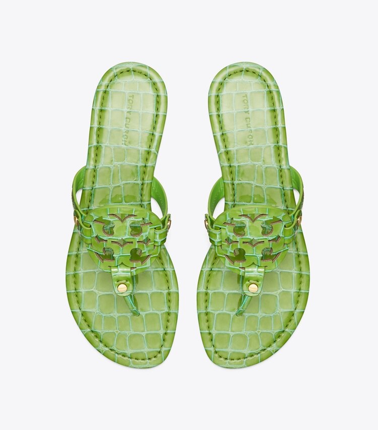 TORY BURCH WOMEN'S MILLER CROC EMBOSSED LEATHER SANDAL - Jolly Green