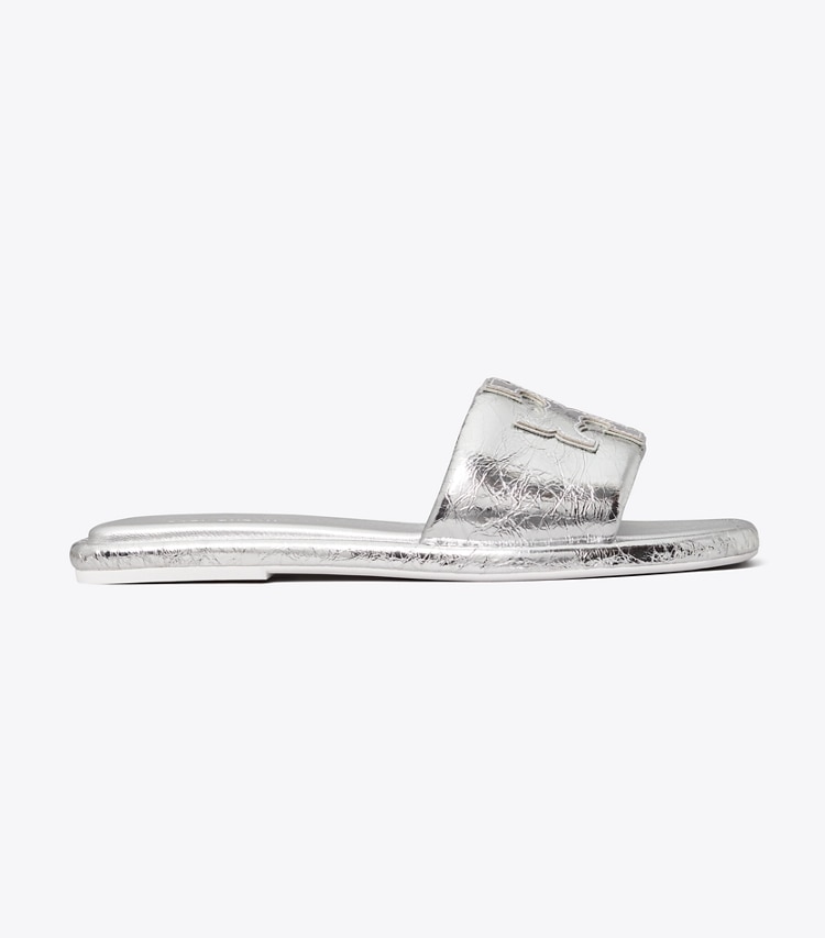 TORY BURCH WOMEN'S DOUBLE T SPORT SLIDE - Silver