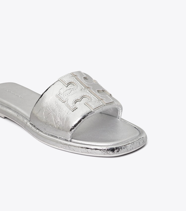 TORY BURCH WOMEN'S DOUBLE T SPORT SLIDE - Silver