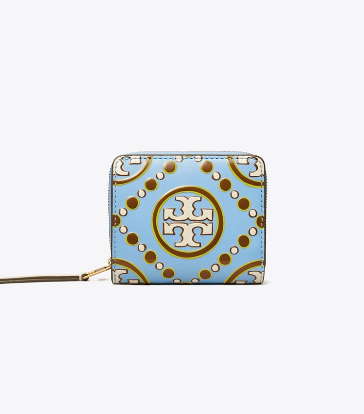 TORY BURCH WOMEN'S T MONOGRAM CONTRAST EMBOSSED BI-FOLD WALLET - Dauphin Blue / New Ivory