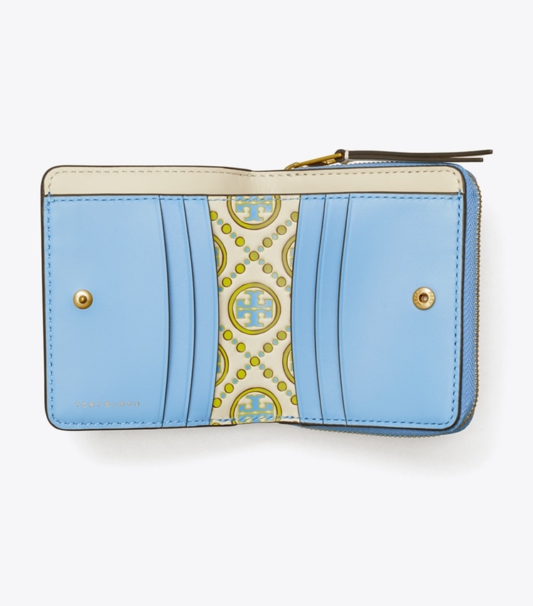 TORY BURCH WOMEN'S T MONOGRAM CONTRAST EMBOSSED BI-FOLD WALLET - Dauphin Blue / New Ivory