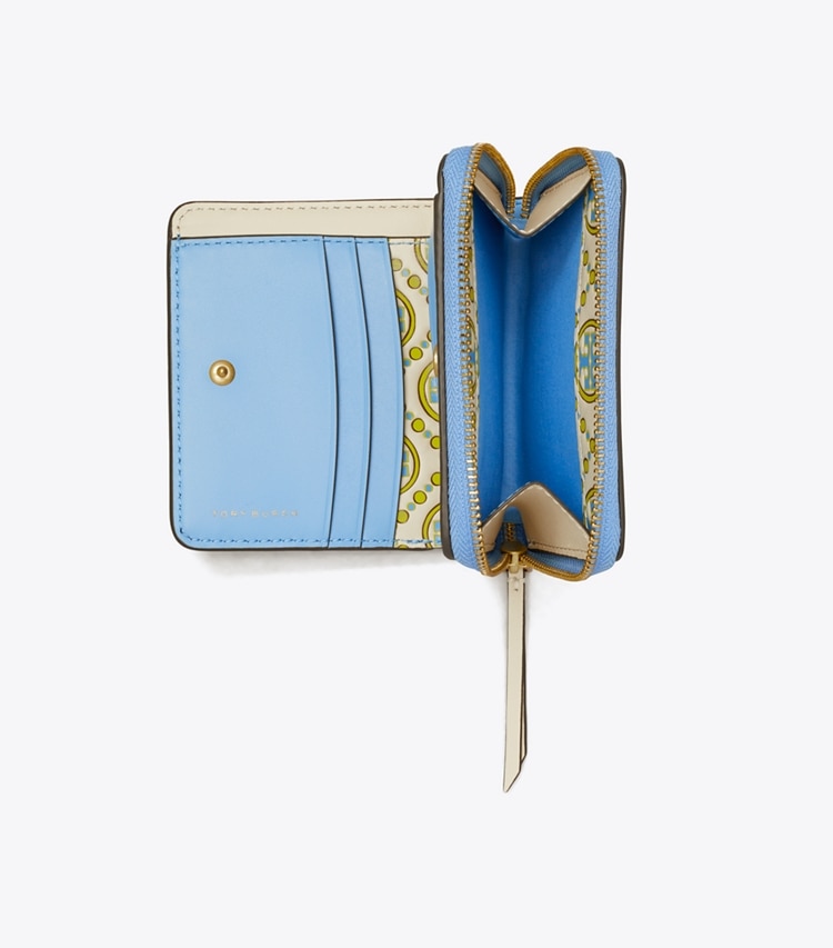 TORY BURCH WOMEN'S T MONOGRAM CONTRAST EMBOSSED BI-FOLD WALLET - Dauphin Blue / New Ivory