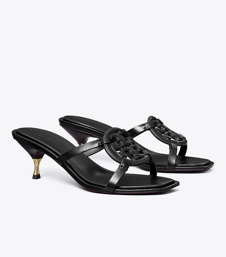 TORY BURCH WOMEN'S MILLER BOMBe LOW HEEL SANDAL - Perfect Black - Click Image to Close