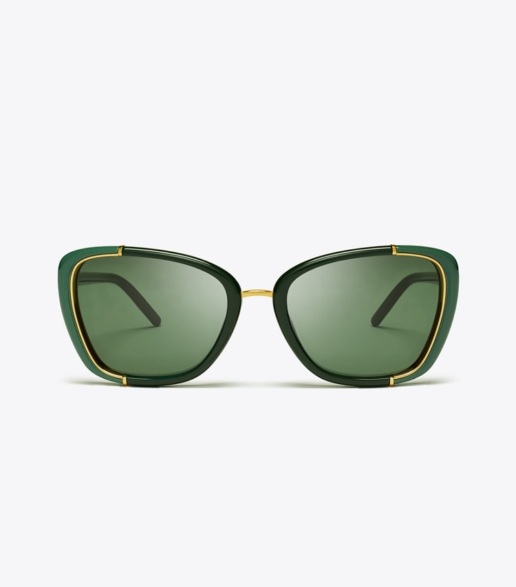 TORY BURCH WOMEN'S ELEANOR CAT-EYE SUNGLASSES - Green/Dark Green - Click Image to Close