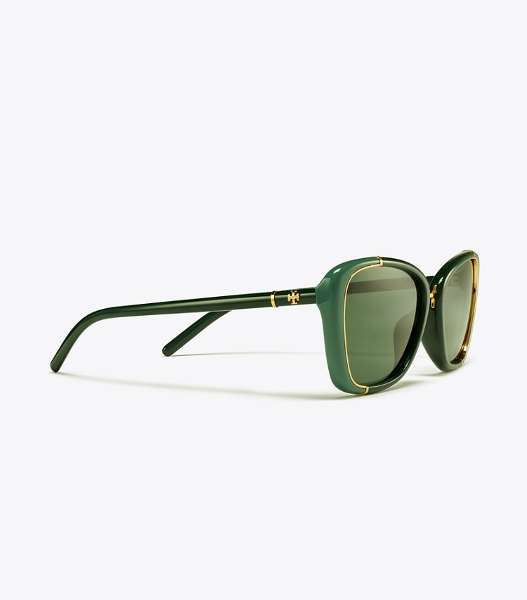 TORY BURCH WOMEN'S ELEANOR CAT-EYE SUNGLASSES - Green/Dark Green