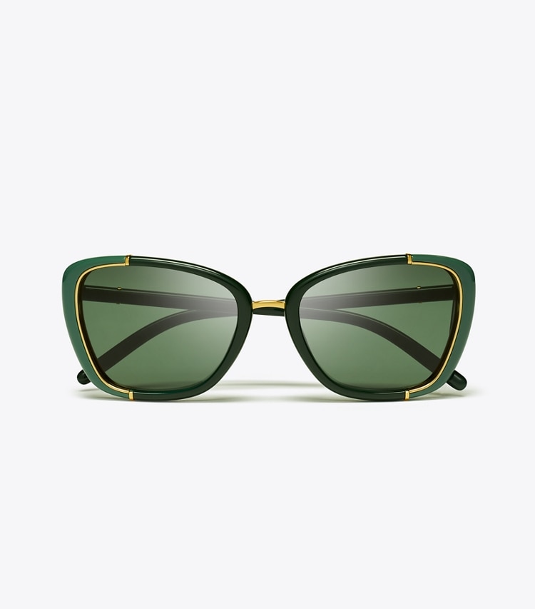 TORY BURCH WOMEN'S ELEANOR CAT-EYE SUNGLASSES - Green/Dark Green