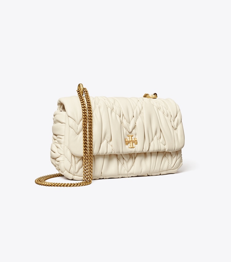 TORY BURCH WOMEN'S MINI KIRA DIAMOND RUCHED FLAP SHOULDER BAG - New Ivory - Click Image to Close