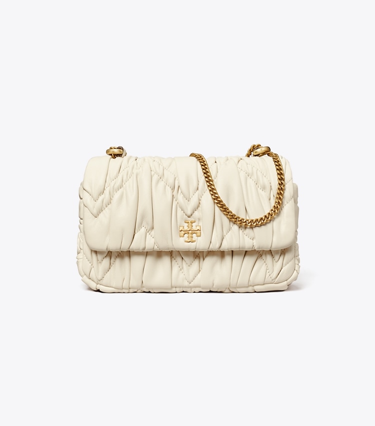 TORY BURCH WOMEN'S MINI KIRA DIAMOND RUCHED FLAP SHOULDER BAG - New Ivory