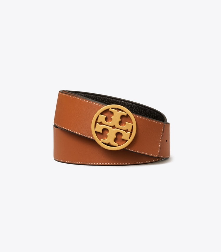 TORY BURCH WOMEN'S 1.5"MILLER REVERSIBLE BELT - Black / Classic Cuoio / Gold