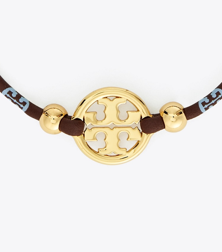 TORY BURCH WOMEN'S T MONOGRAM MILLER SLIDER BRACELET - Tory Gold / Chocolate / Lavender