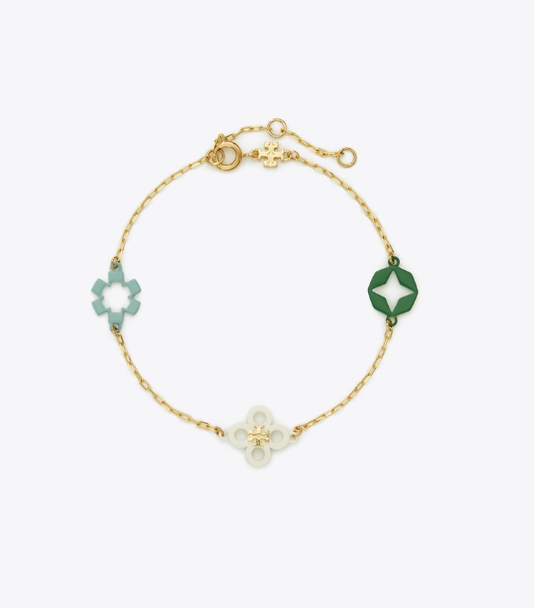 TORY BURCH WOMEN'S KIRA CLOVER ENAMEL BRACELET - Tory Gold / Multi