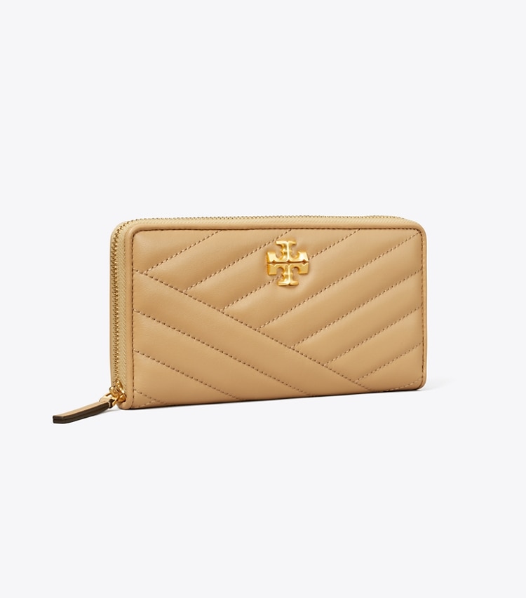 TORY BURCH WOMEN'S KIRA CHEVRON ZIP CONTINENTAL WALLET - Desert Dune - Click Image to Close