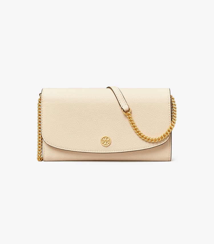 TORY BURCH WOMEN'S ROBINSON PEBBLED CHAIN WALLET - New Cream