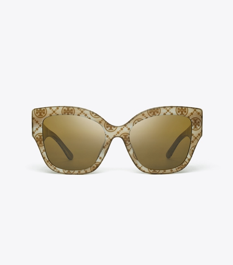 TORY BURCH WOMEN'S OVERSIZED CAT-EYE SUNGLASSES - Ivory/Olive T Monogram/Solid Olive