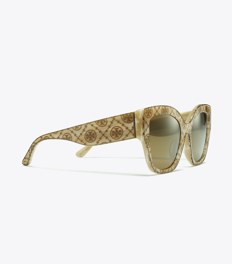 TORY BURCH WOMEN'S OVERSIZED CAT-EYE SUNGLASSES - Ivory/Olive T Monogram/Solid Olive