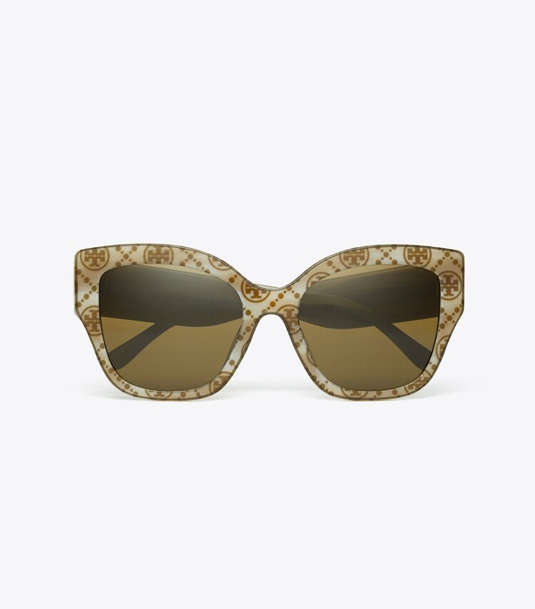 TORY BURCH WOMEN'S OVERSIZED CAT-EYE SUNGLASSES - Ivory/Olive T Monogram/Solid Olive