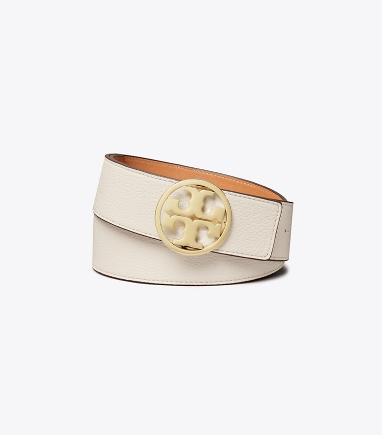 TORY BURCH WOMEN'S 1.5"MILLER REVERSIBLE BELT - New Ivory / Natural Vachetta / Gold - Click Image to Close