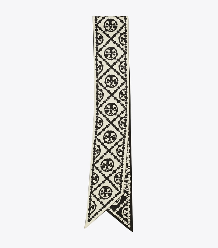 TORY BURCH WOMEN'S PAINTED T MONOGRAM RIBBON TIE - Blobby T Monogram Beige