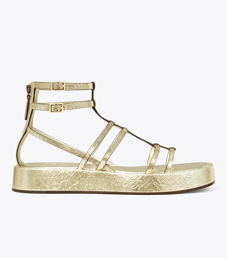 TORY BURCH WOMEN'S CAPRI METALLIC PLATFORM GLADIATOR SANDAL - Platino