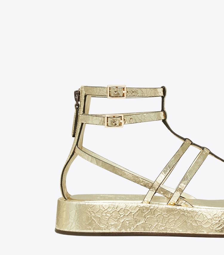 TORY BURCH WOMEN'S CAPRI METALLIC PLATFORM GLADIATOR SANDAL - Platino