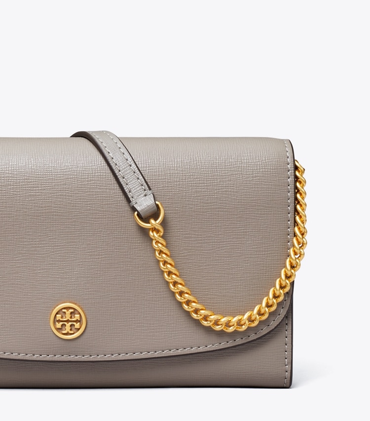 TORY BURCH WOMEN'S ROBINSON CHAIN WALLET - Gray Heron