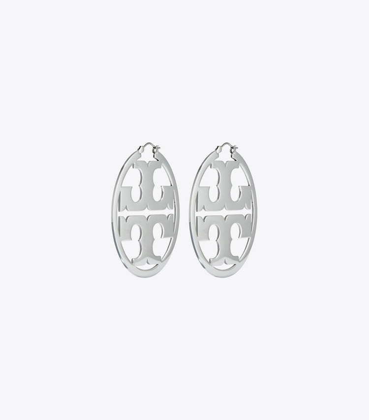 TORY BURCH WOMEN'S MILLER HOOP EARRING - Tory Silver