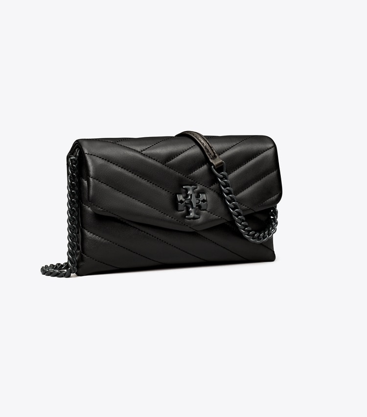 TORY BURCH WOMEN'S KIRA CHEVRON POWDER COATED CHAIN WALLET - Black