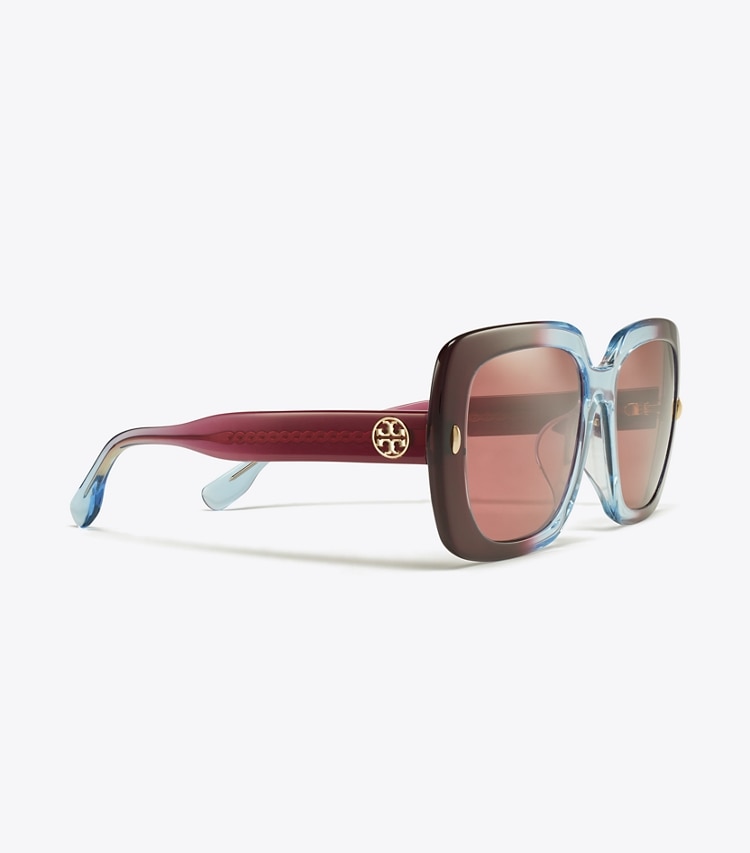 TORY BURCH WOMEN'S MILLER OVERSIZED SQUARE SUNGLASSES - Gradient Burgundy/Dark Violet