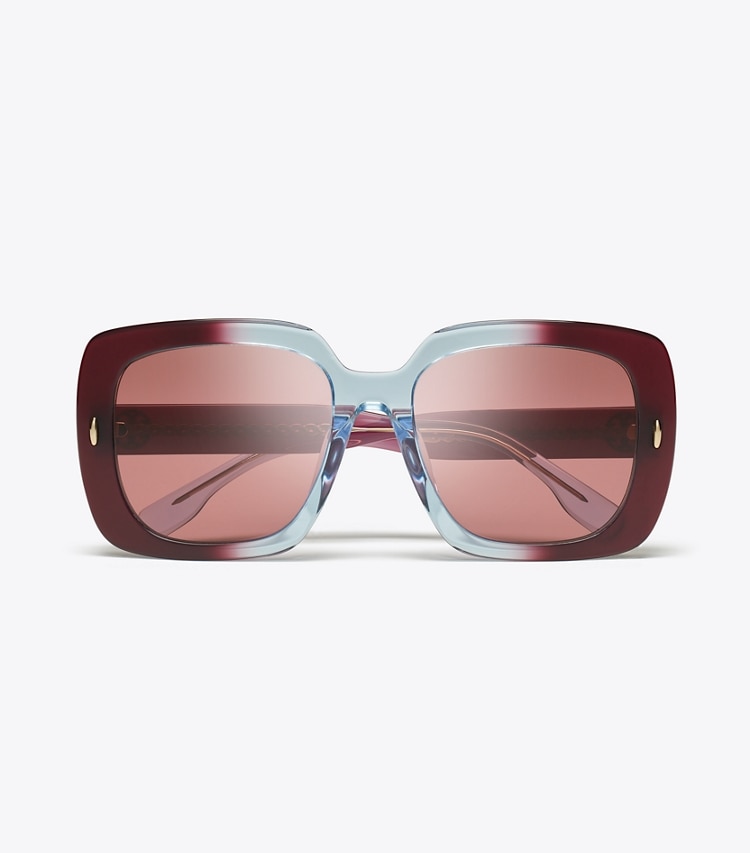 TORY BURCH WOMEN'S MILLER OVERSIZED SQUARE SUNGLASSES - Gradient Burgundy/Dark Violet