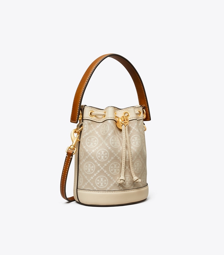 TORY BURCH WOMEN'S MINI T MONOGRAM BUCKET BAG - Ivory