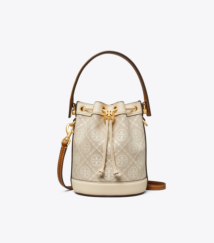 TORY BURCH WOMEN'S MINI T MONOGRAM BUCKET BAG - Ivory