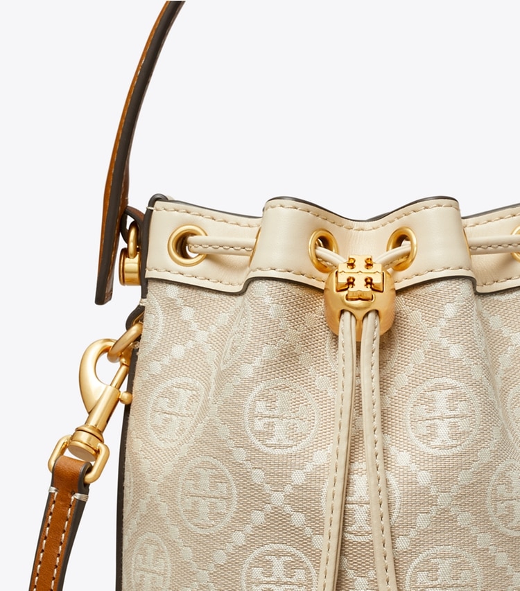 TORY BURCH WOMEN'S MINI T MONOGRAM BUCKET BAG - Ivory