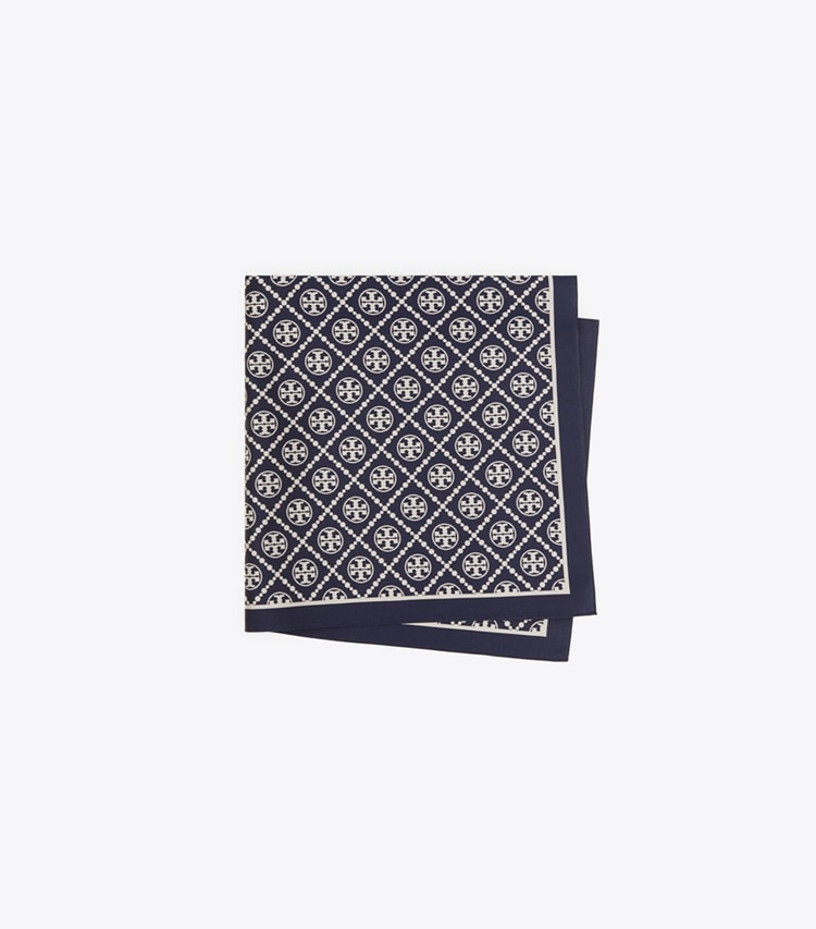 TORY BURCH WOMEN'S T MONOGRAM TWO-TONE SCARF - Tory Navy / New Ivory