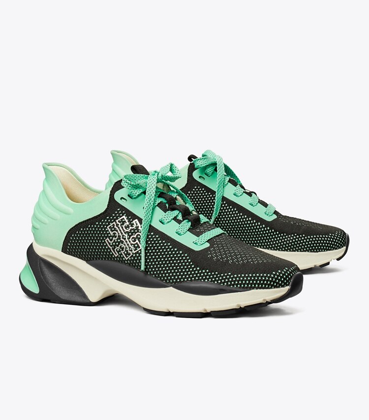 TORY BURCH WOMEN'S GOOD LUCK KNIT TRAINER - Mint / Black