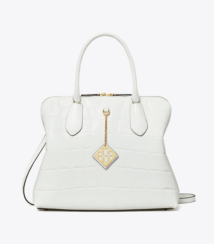 TORY BURCH WOMEN'S EMBOSSED SWING SATCHEL - Optic White