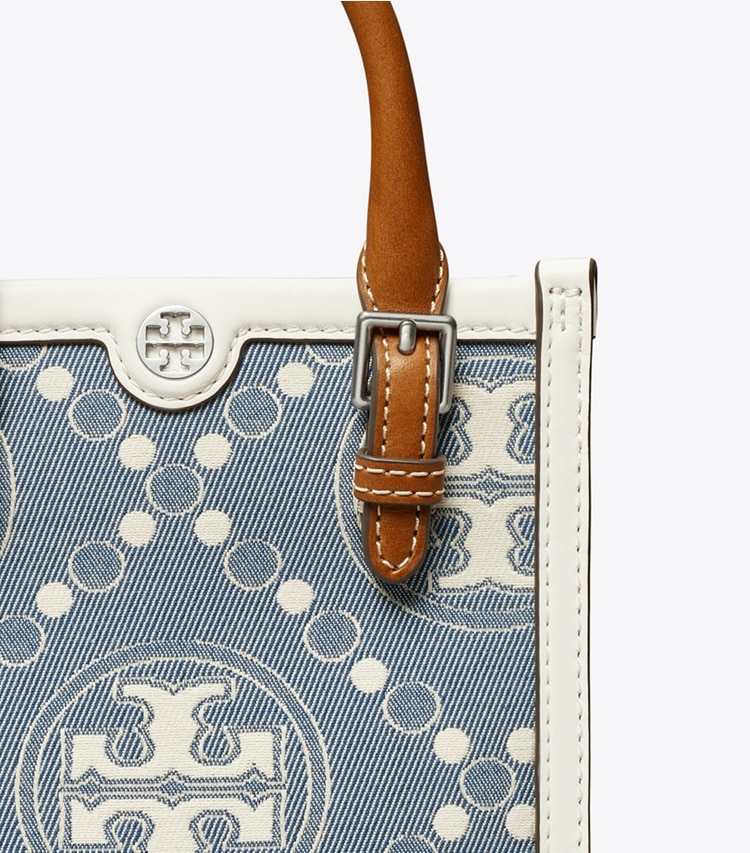 TORY BURCH WOMEN'S MINI T MONOGRAM DENIM TOTE - Pearl Blue