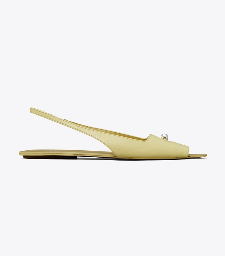 TORY BURCH WOMEN'S PIERCED SLINGBACK - Cream Corn / Beige / Silver