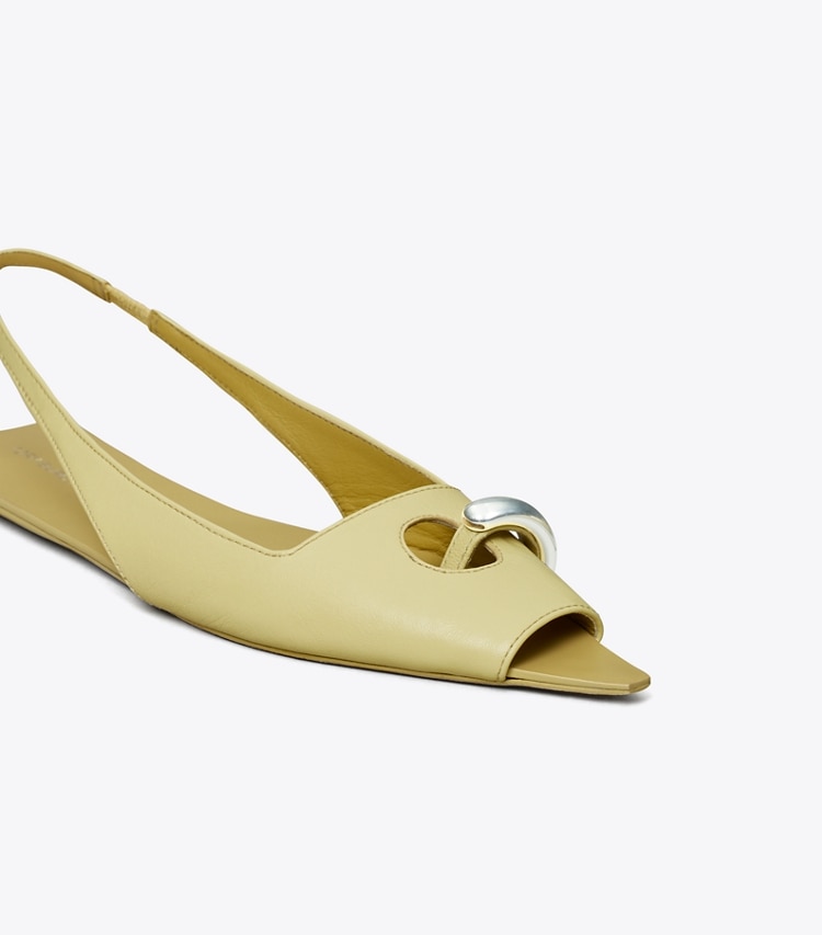 TORY BURCH WOMEN'S PIERCED SLINGBACK - Cream Corn / Beige / Silver