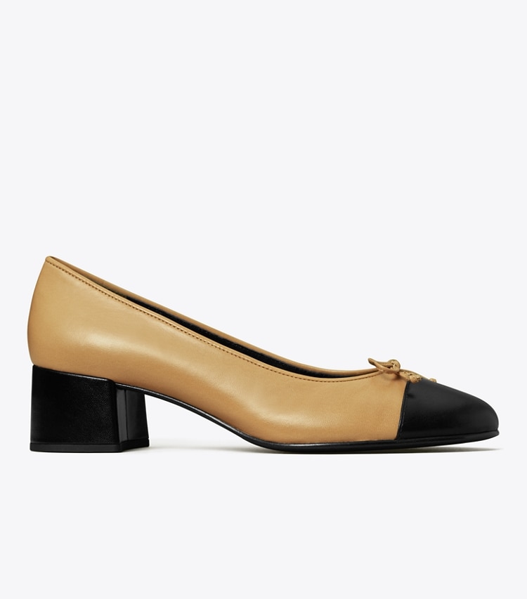 TORY BURCH WOMEN'S CAP-TOE PUMP - Ginger Shortbread / Perfect Black