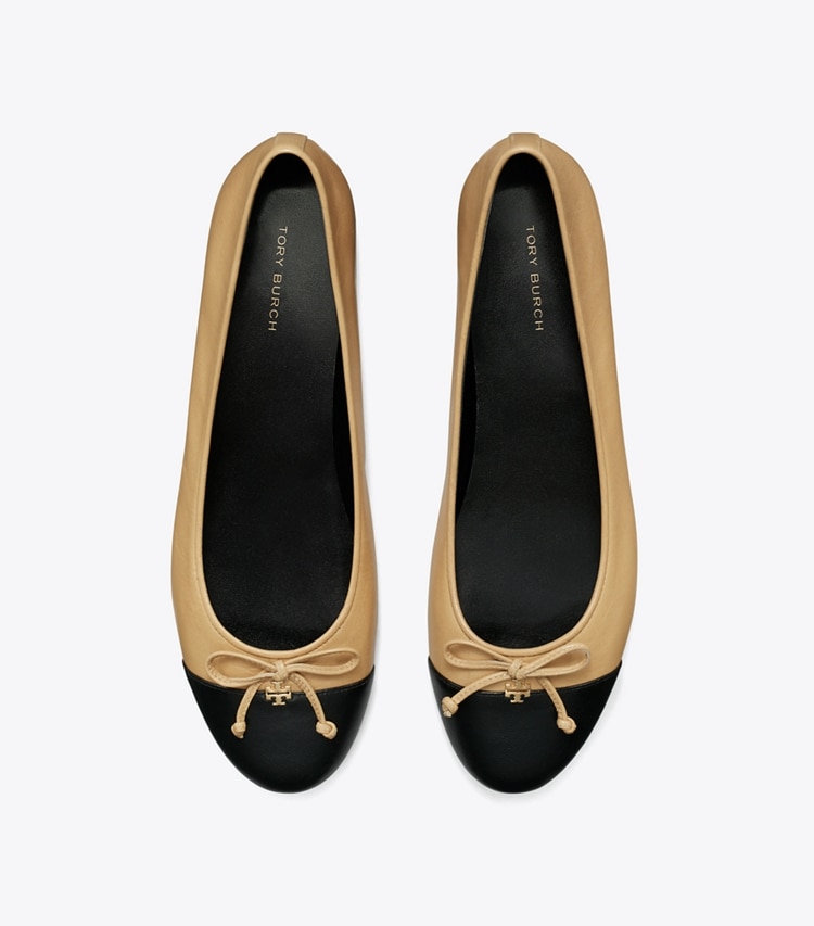 TORY BURCH WOMEN'S CAP-TOE BALLET - Ginger Shortbread / Perfect Black