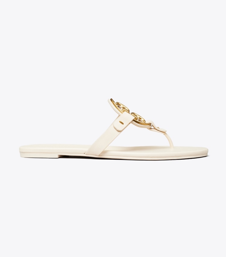 TORY BURCH WOMEN'S MILLER SOFT METAL LOGO SANDAL - New Cream / Gold