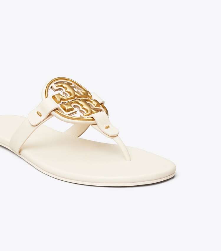 TORY BURCH WOMEN'S MILLER SOFT METAL LOGO SANDAL - New Cream / Gold