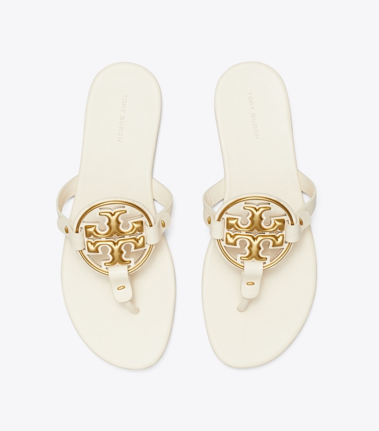 TORY BURCH WOMEN'S MILLER SOFT METAL LOGO SANDAL - New Cream / Gold