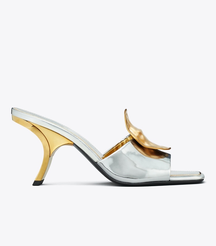 TORY BURCH WOMEN'S PATOS MISMATCHED HEEL SANDAL - Argento / Gold / Gold