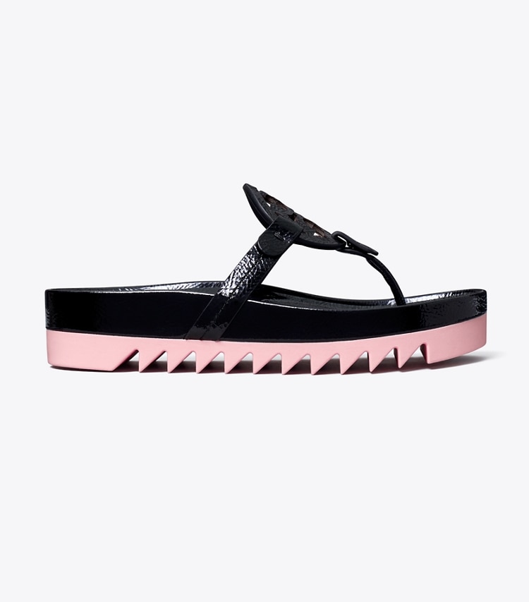 TORY BURCH WOMEN'S MILLER CLOUD LUG SANDAL - Perfect Black / Petunia