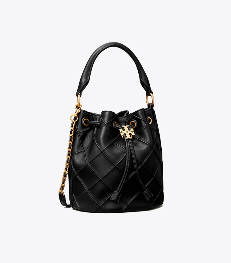 TORY BURCH WOMEN'S SMALL FLEMING SOFT BUCKET BAG - Black - Click Image to Close