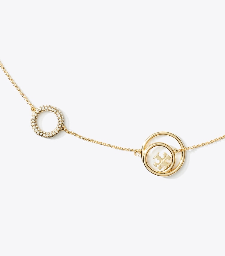 TORY BURCH WOMEN'S MILLER RINGS NECKLACE - Tory Gold / Crystal