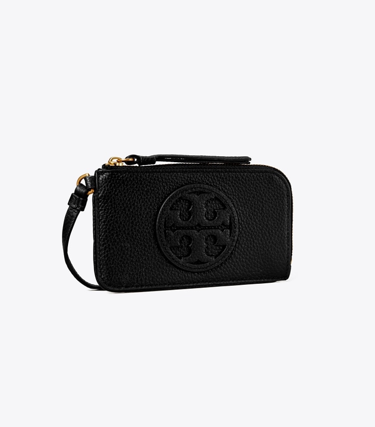 TORY BURCH WOMEN'S MILLER ZIP CARD CASE - Black - Click Image to Close